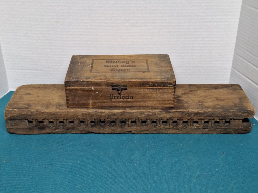 Wooden Cigar Box and Two-Piece Wooden Cigar Mold