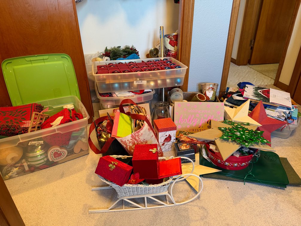 Christmas Holiday Decor, Ornaments, Mugs, and Storage Totes