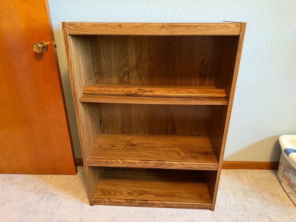 Oak-Grain Laminate Open-Front Bookcase