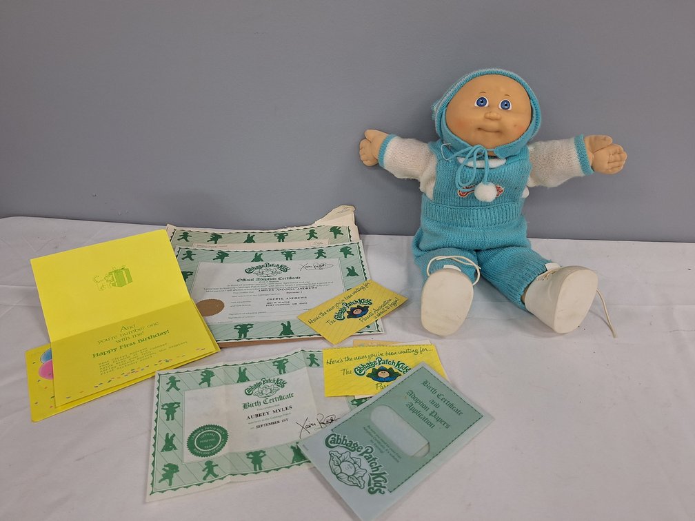Coleco Cabbage Patch Kids Bald Doll with Paperwork
