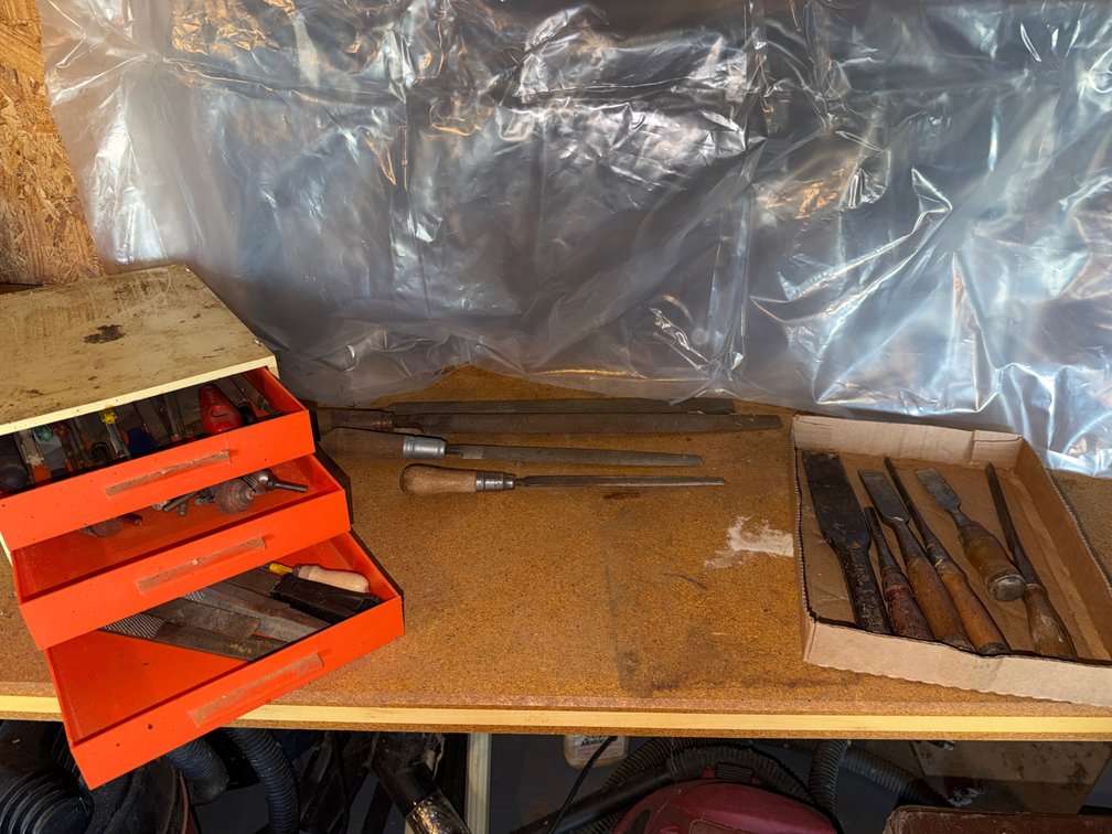 Hand Files, Chisels, Grinding Stones, and Parts Organizer