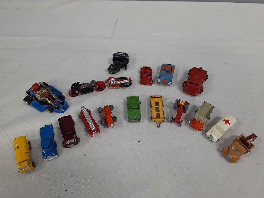 Die-Cast Toy Vehicles, Motorcycles, and Outboard Motor