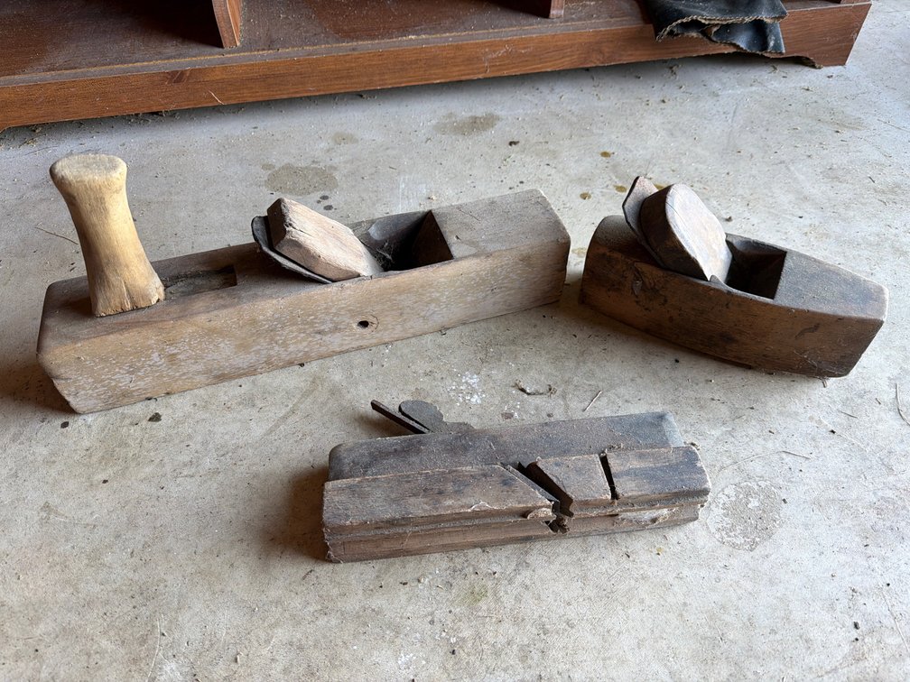 Wooden Hand Planes with Wooden Wedges and Blades