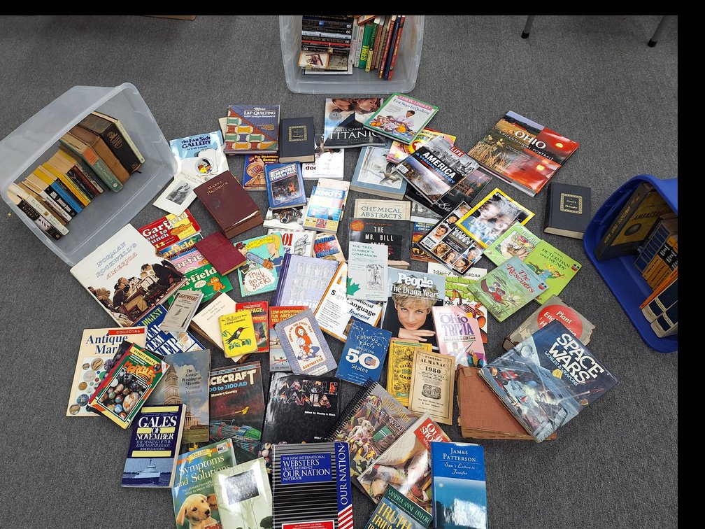 Hardcover and Paperback Books, Manuals, and Storage Bins