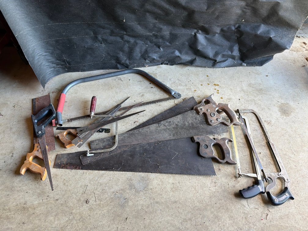 Hand Saws, Hacksaws, Bow Saw Frame, and Coping Saw