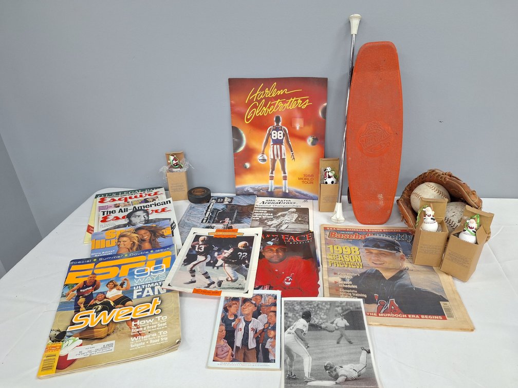 Sports Memorabilia, Spalding Baseball Glove, Magazines, and More