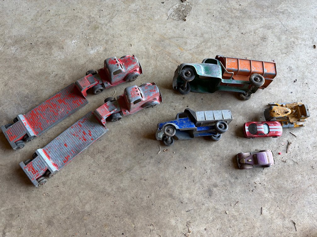 Die-Cast and Cast Metal Toy Trucks, Tractor, and Cars