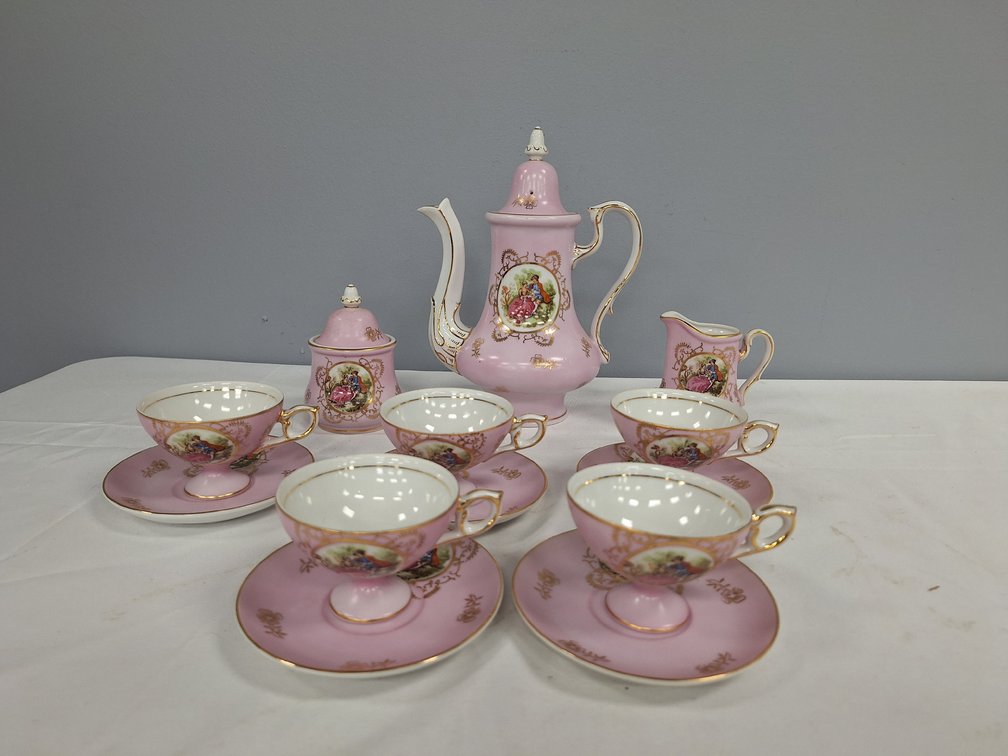 Pink Porcelain Demitasse Coffee Service