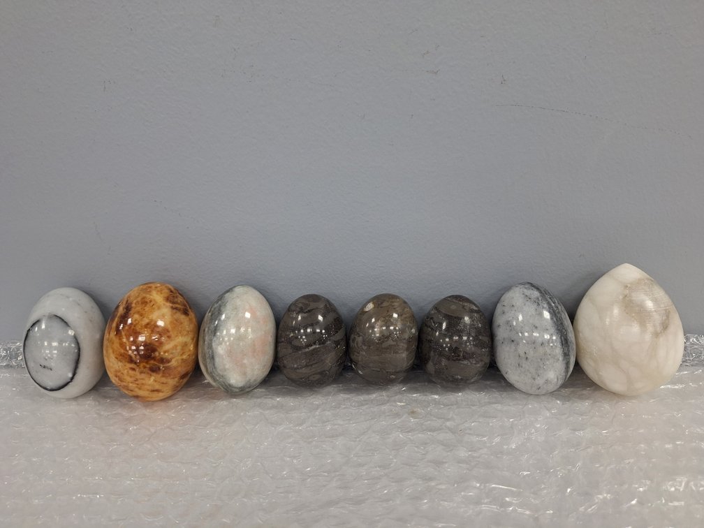 Carved and Polished Stone Decorative Eggs