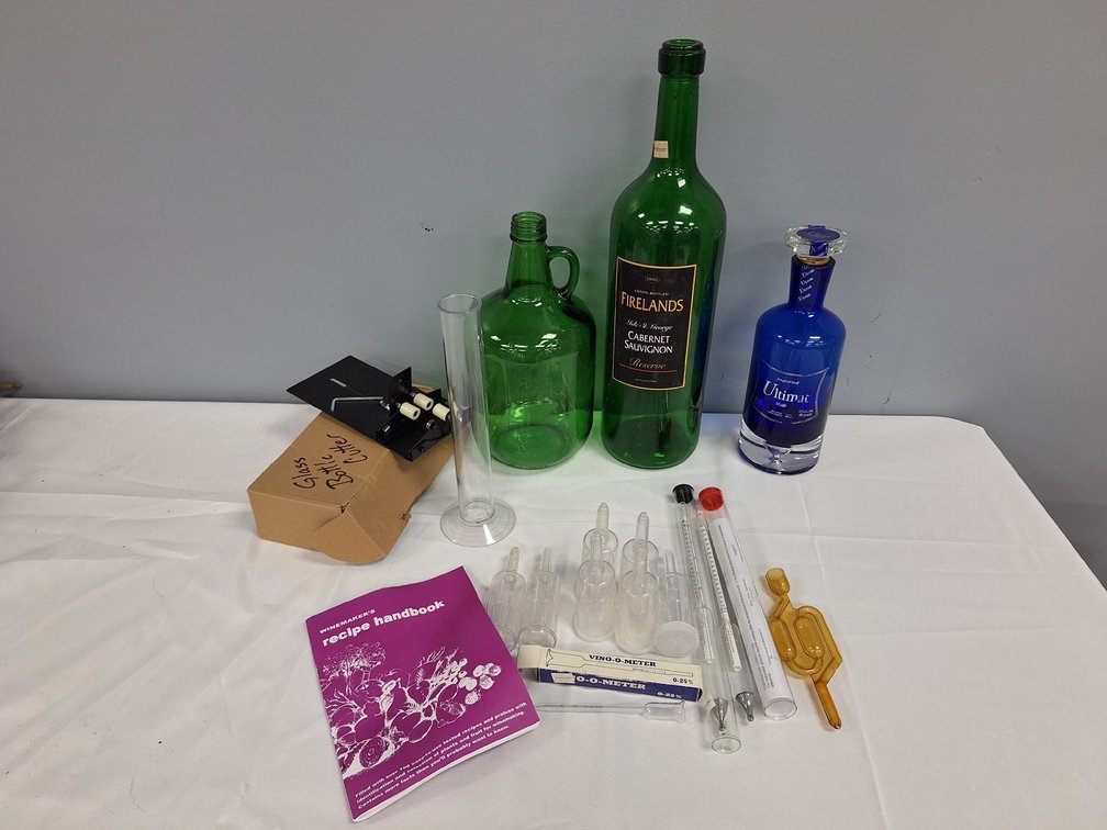 Winemaking Equipment, Glass Bottle Cutter, and Bottles