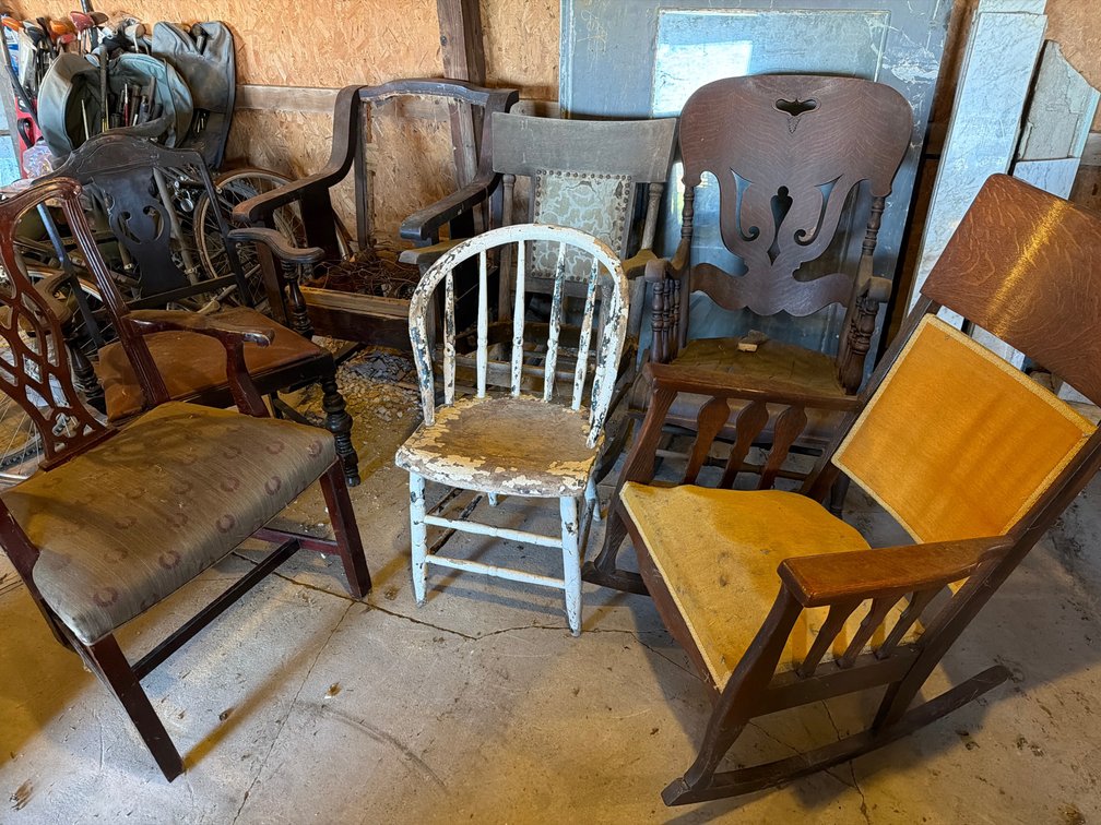 Wooden Rocking Chairs, Armchairs, and Spindle-Back Chair