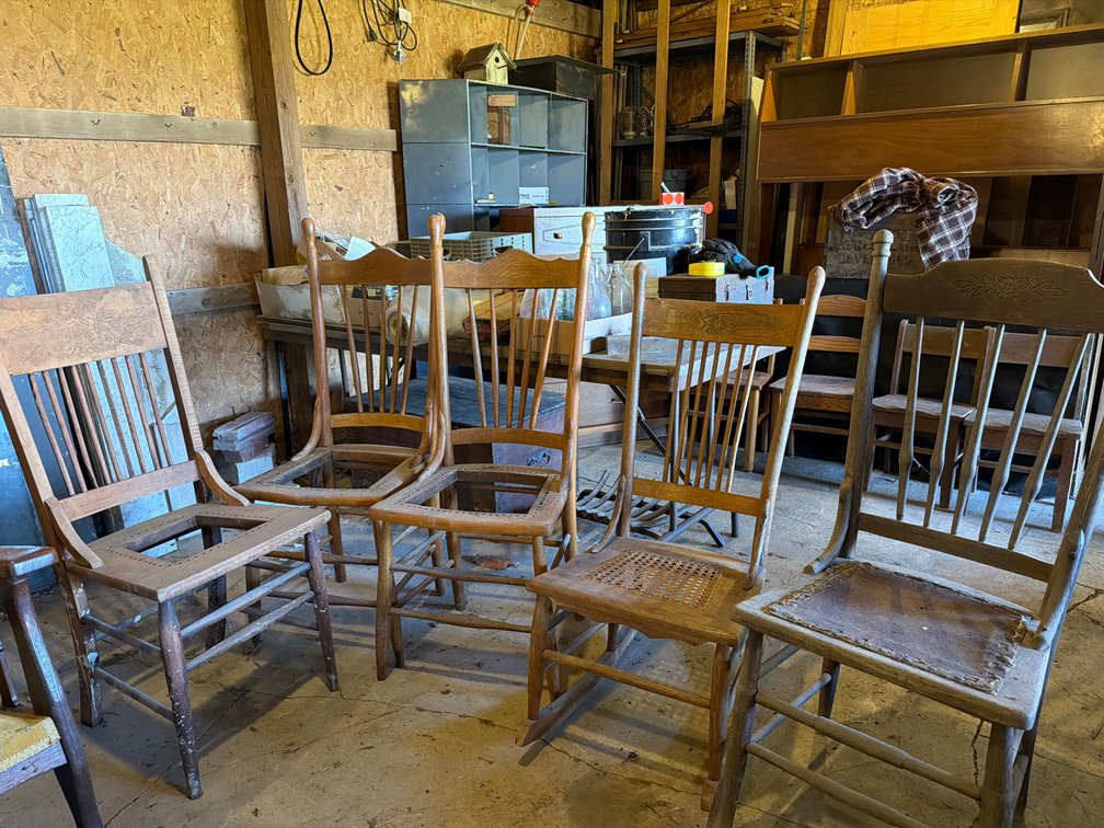 Carved Wooden Spindle-Back Chairs and Rocking Chairs