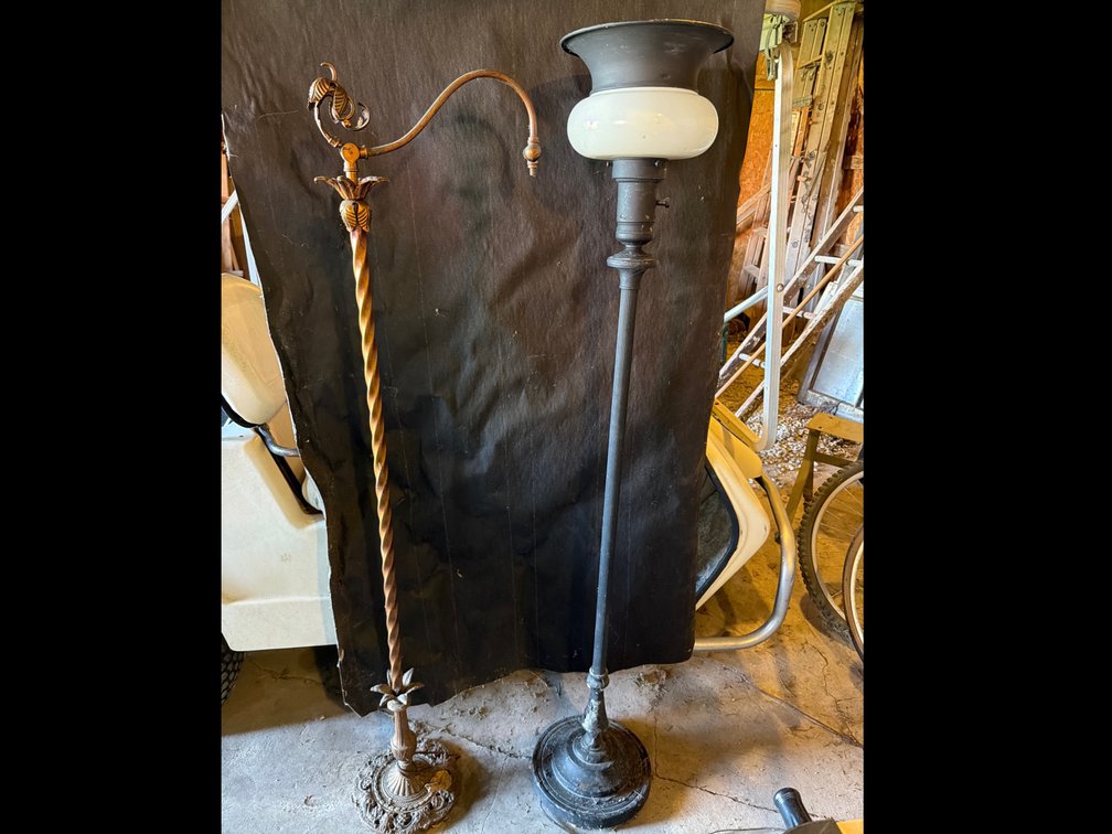 Cast Metal Bridge Arm and Torchiere Floor Lamps