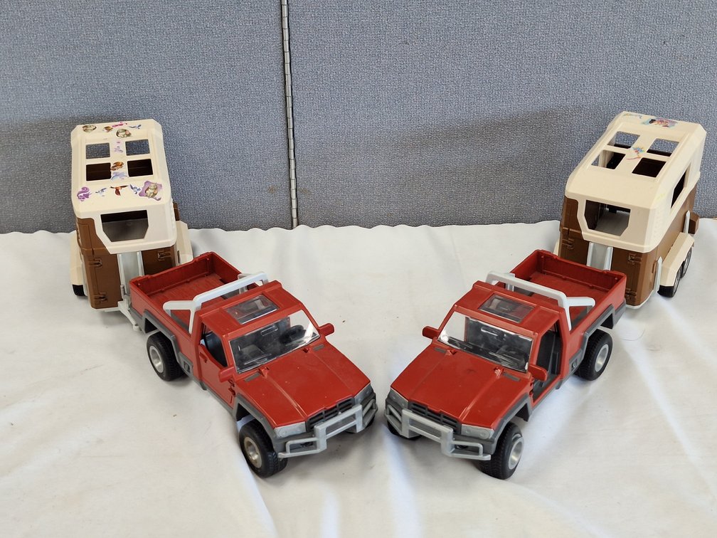 Schleich Toy Pickup Trucks with Horse Trailers