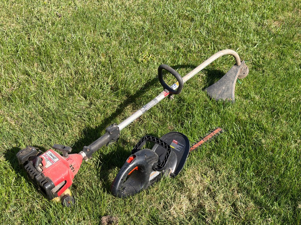 Gas String Trimmer and Electric Hedge Trimmer