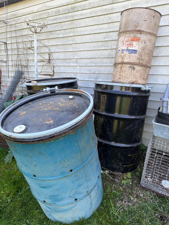 55-Gallon Steel Drums and Sohio Metal Grease Drum