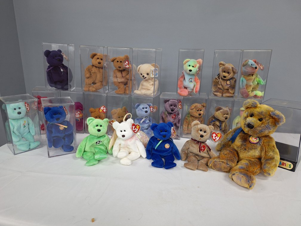 Plush Teddy Bears with Acrylic Display Cases