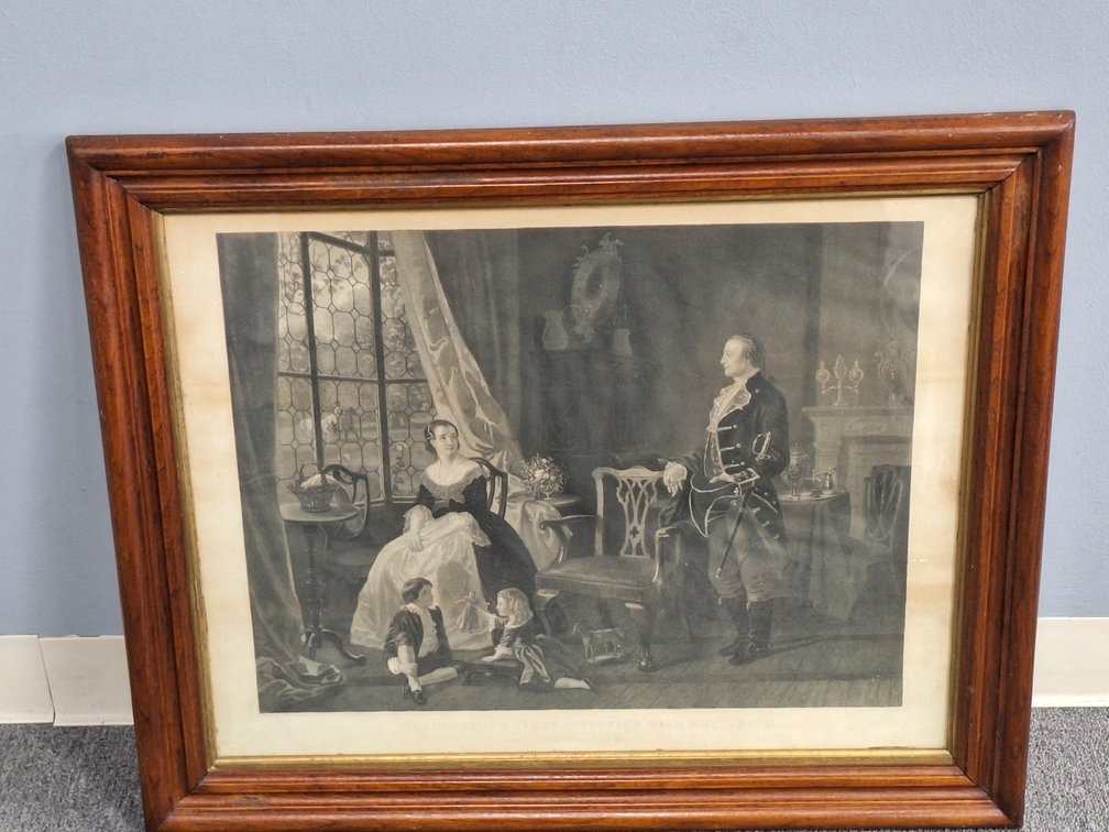 Framed Washington's First Interview with Mrs. Custis Engraving