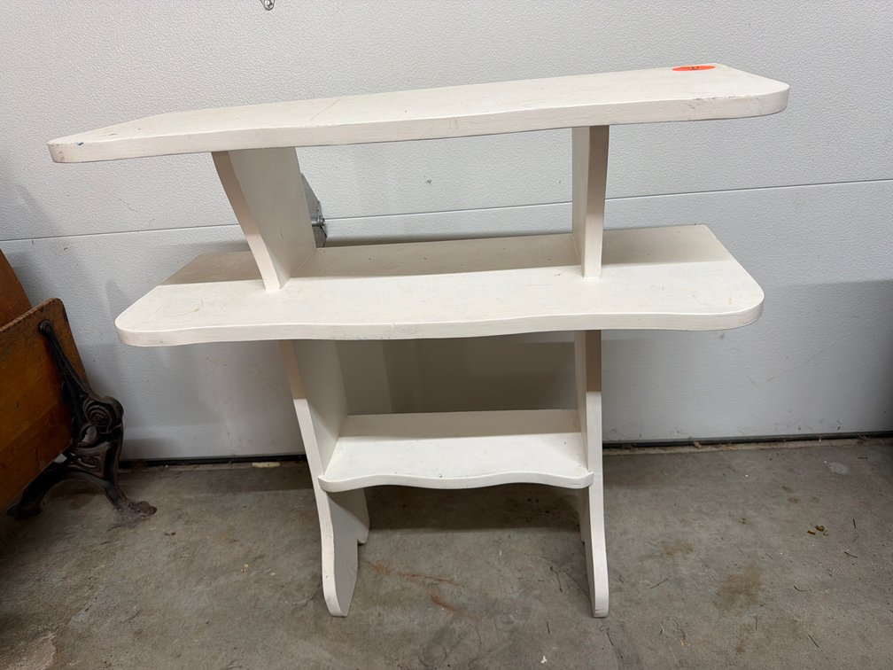 White Painted Wood Three-Tier Shelf Unit