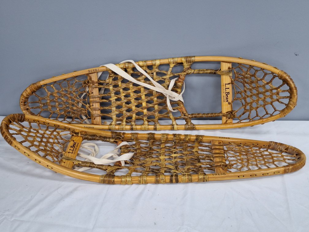 L.L. Bean 10x36 Wooden Snowshoes with Rawhide Webbing