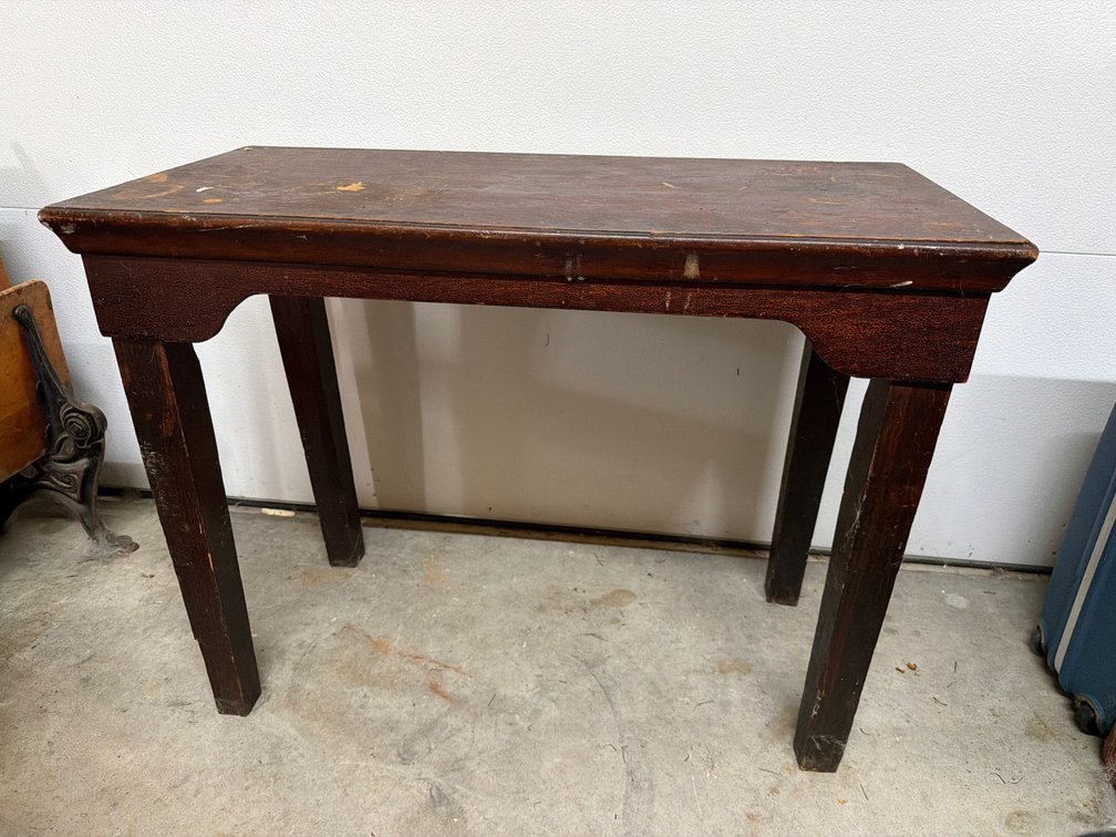 Dark Wood Rectangular Table with Contoured Apron
