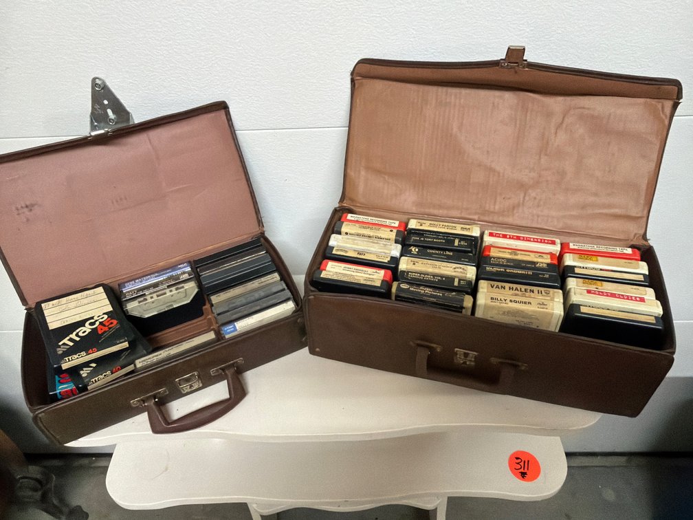 8-Track Cartridges and Audio Cassettes with Carrying Cases