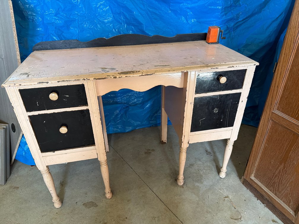 Painted Wooden Vanity Desk with Four Drawers