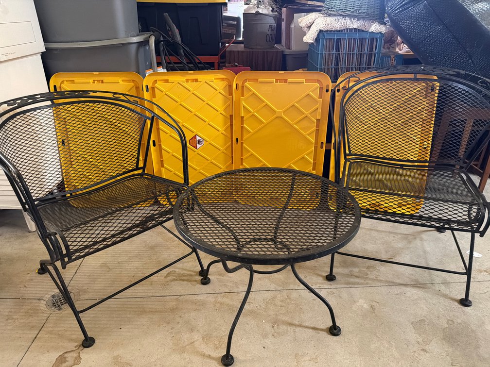 Three-Piece Black Metal Mesh Patio Bistro Set