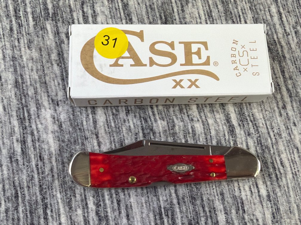 CASE XX DARK RED BONE PEACH SEED JIG COPPERLOCK KNIFE