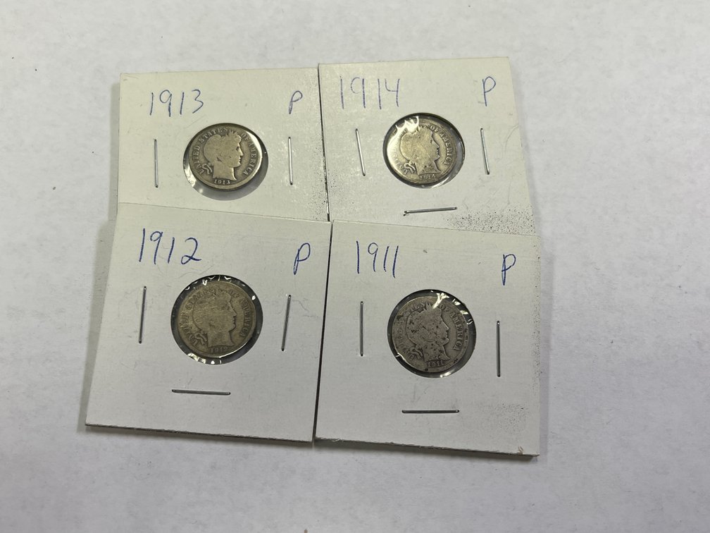 (4) BARBER DIMES