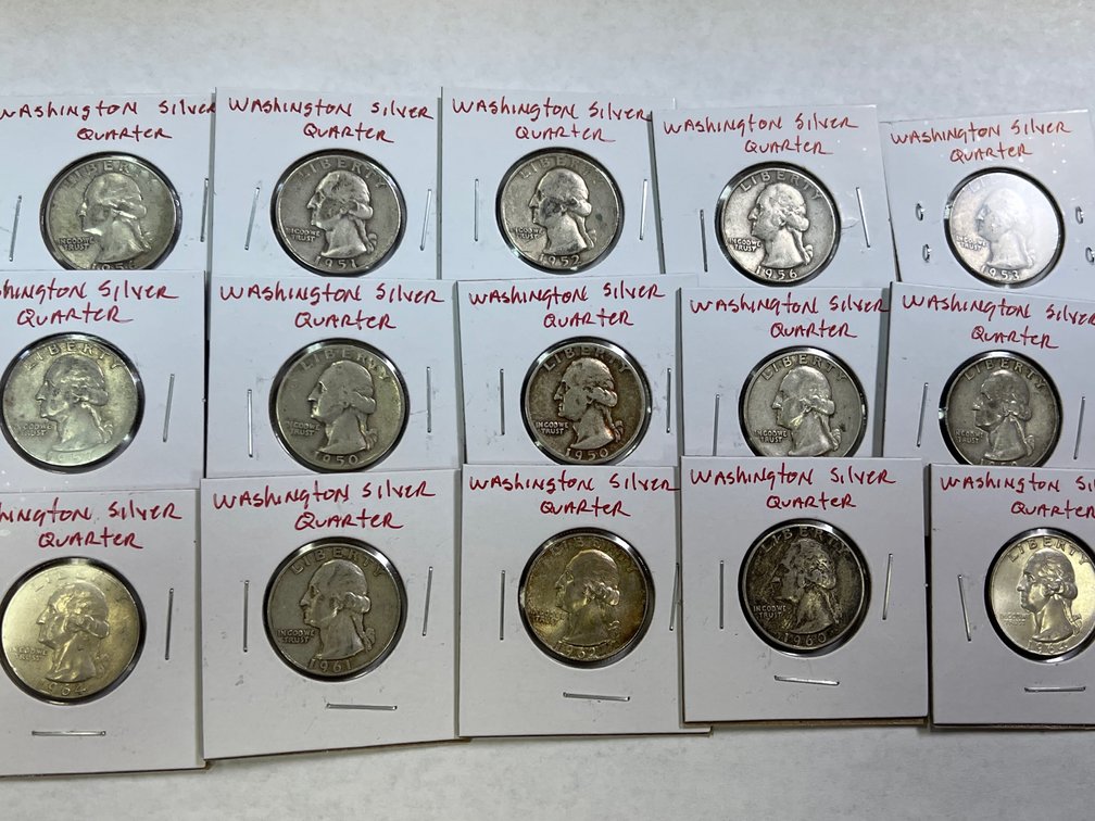 (15) SILVER WASHINGTON QUARTERS