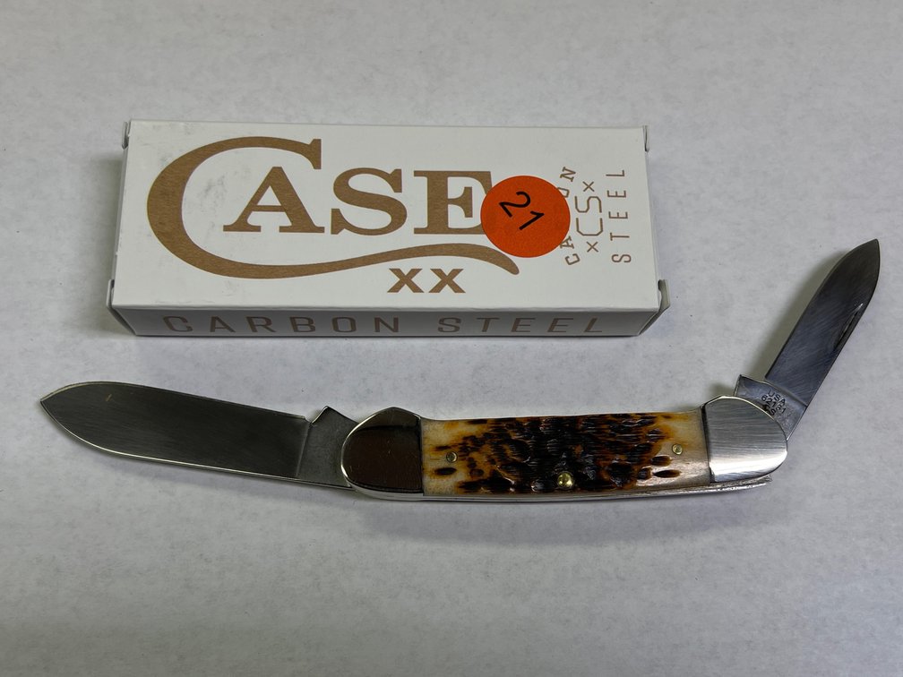 CASE XX AMBER BONE PEACH SEED JIG KNIFE