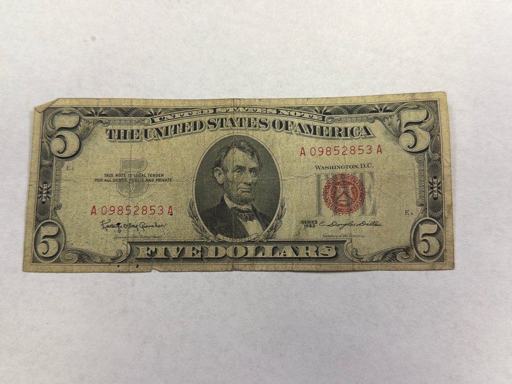 RED SEAL FIVE DOLLAR BILL SERIES 1963