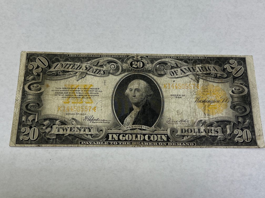 1922 $20 GOLD NOTE