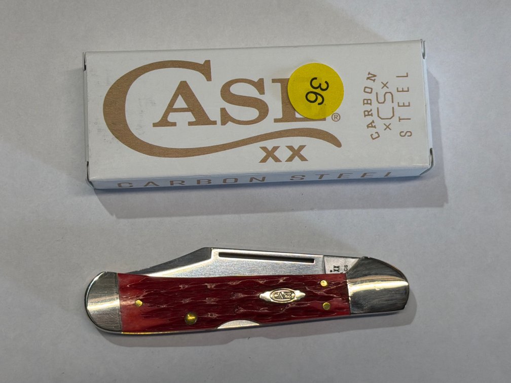 CASE XX DARK RED BONE PEACH SEED JIG COPPERLOCK KNIFE
