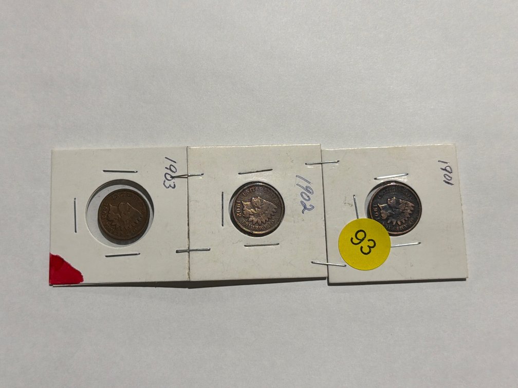 (3) INDIAN HEAD PENNIES 1901-1903
