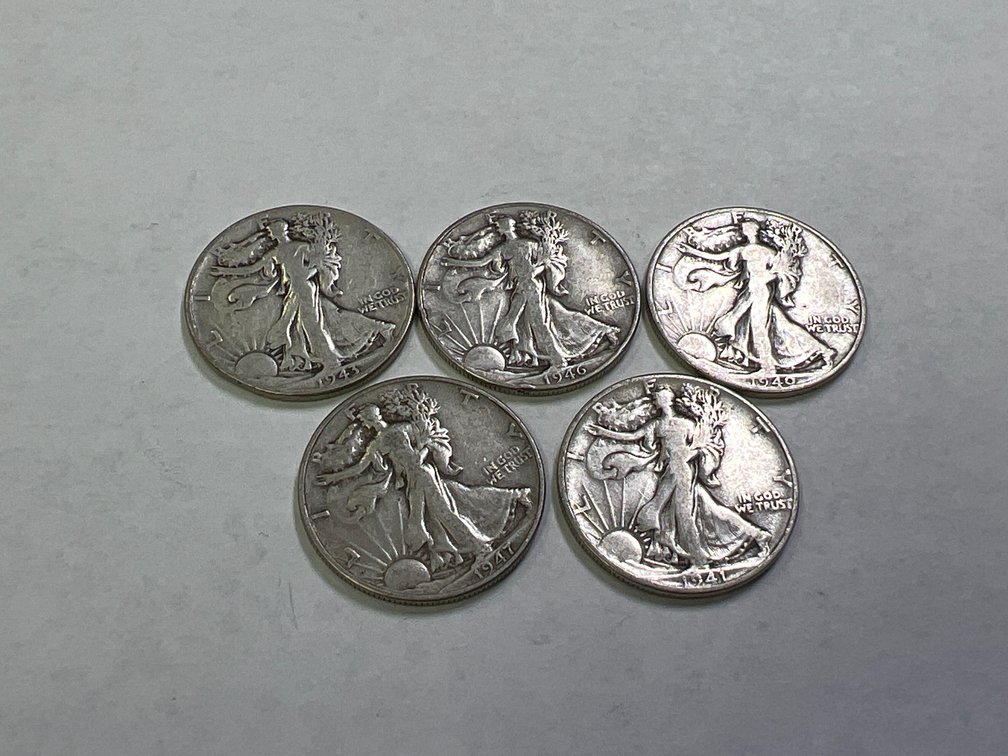 (5) STANDING LIBERTY HALF DOLLARS
