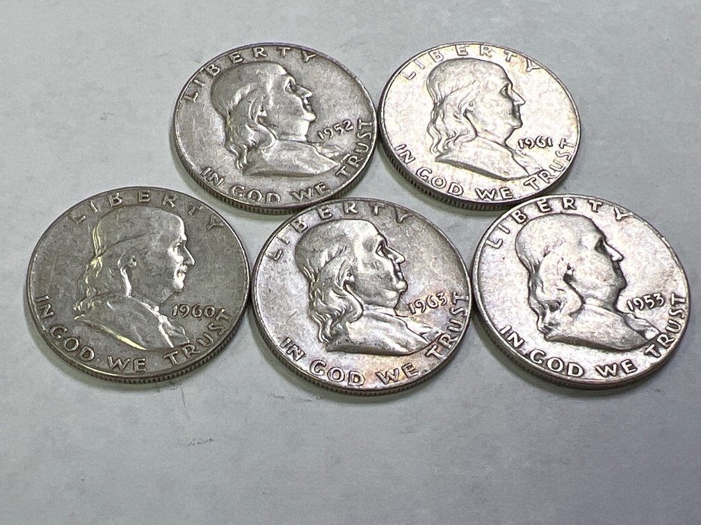 (5) FRANKLIN HALF DOLLARS
