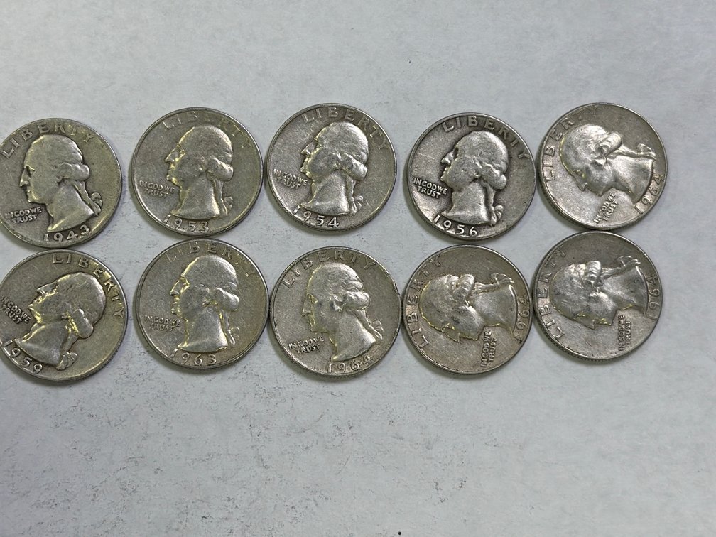 10 SILVER WASHINGTON QUARTERS