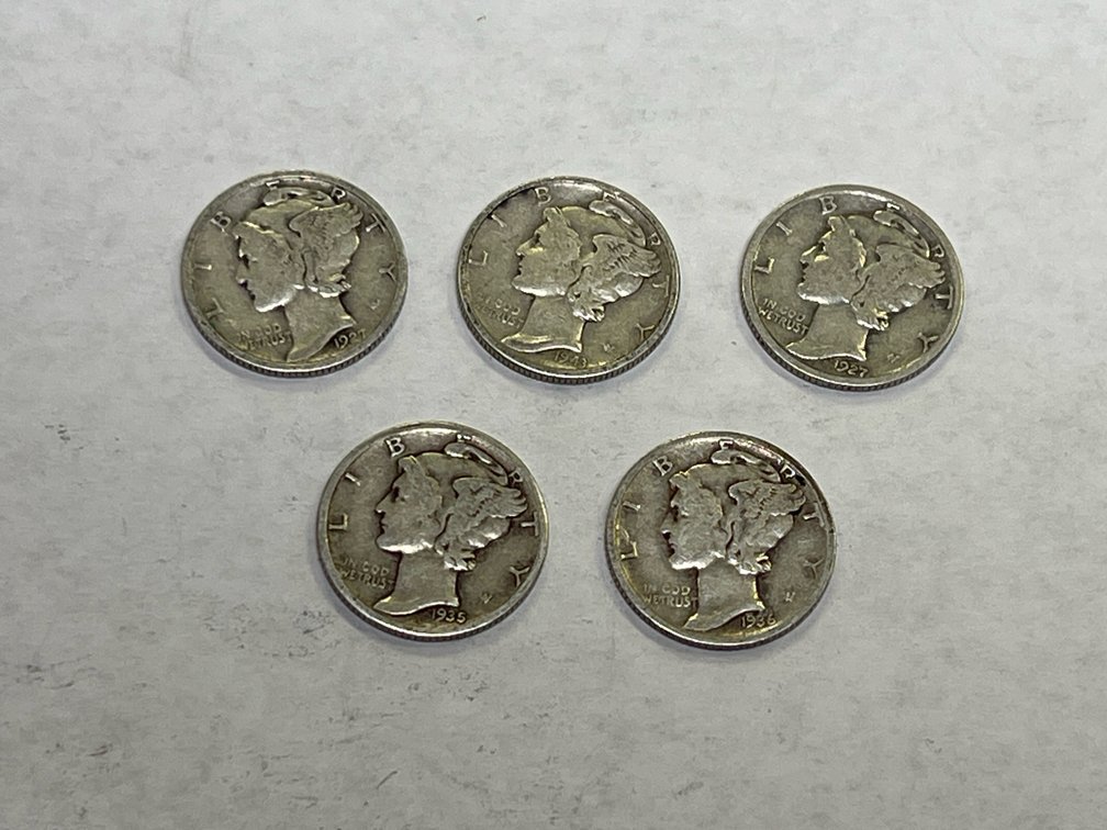 (5) MERCURY DIMES