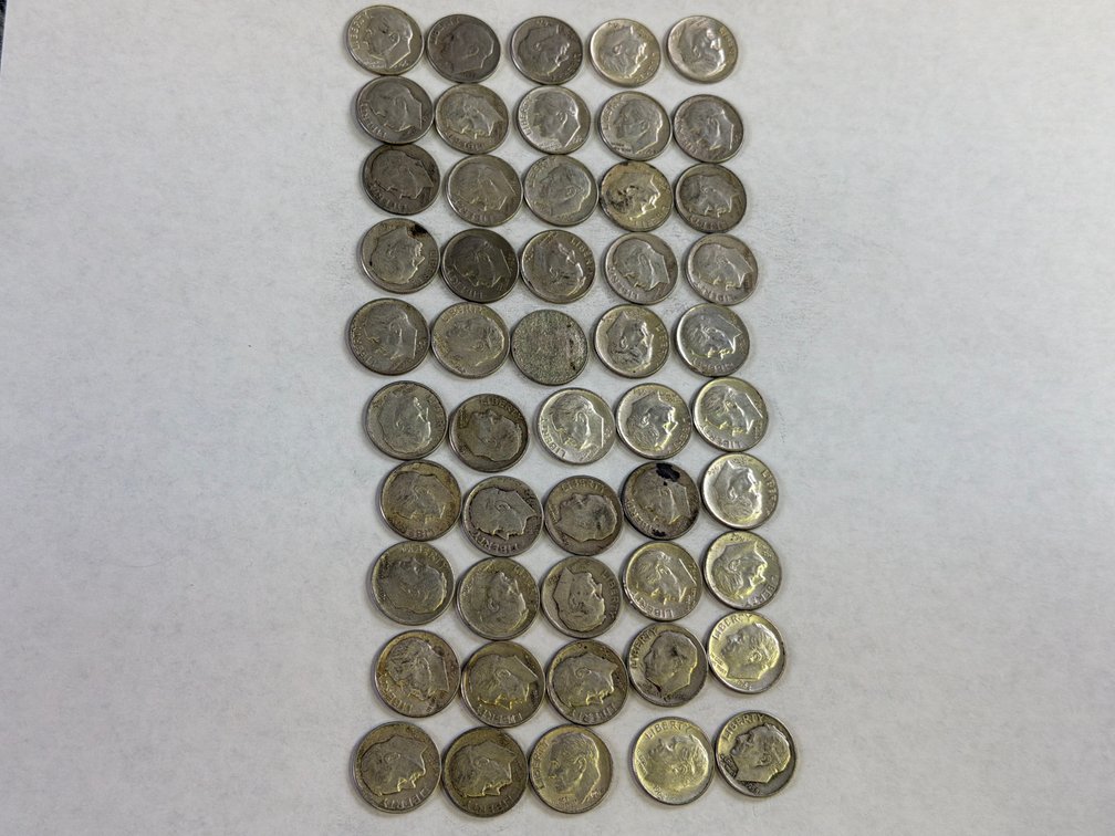 50 SILVER ROOSEVELT DIMES