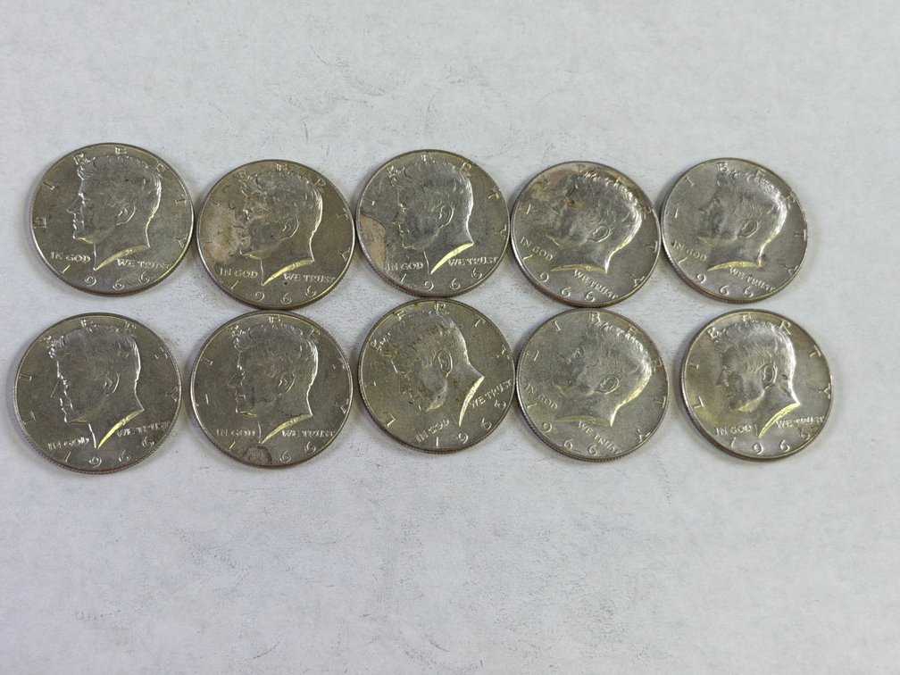 (10)1966 KENNEDY HALF DOLLARS