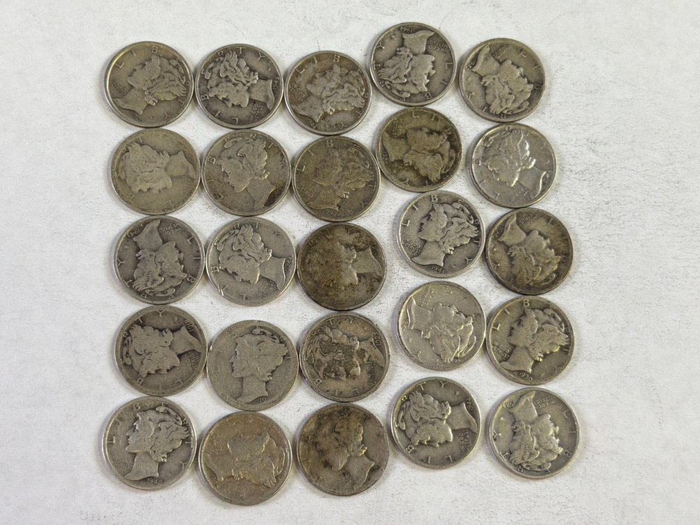25 MERCURY DIMES