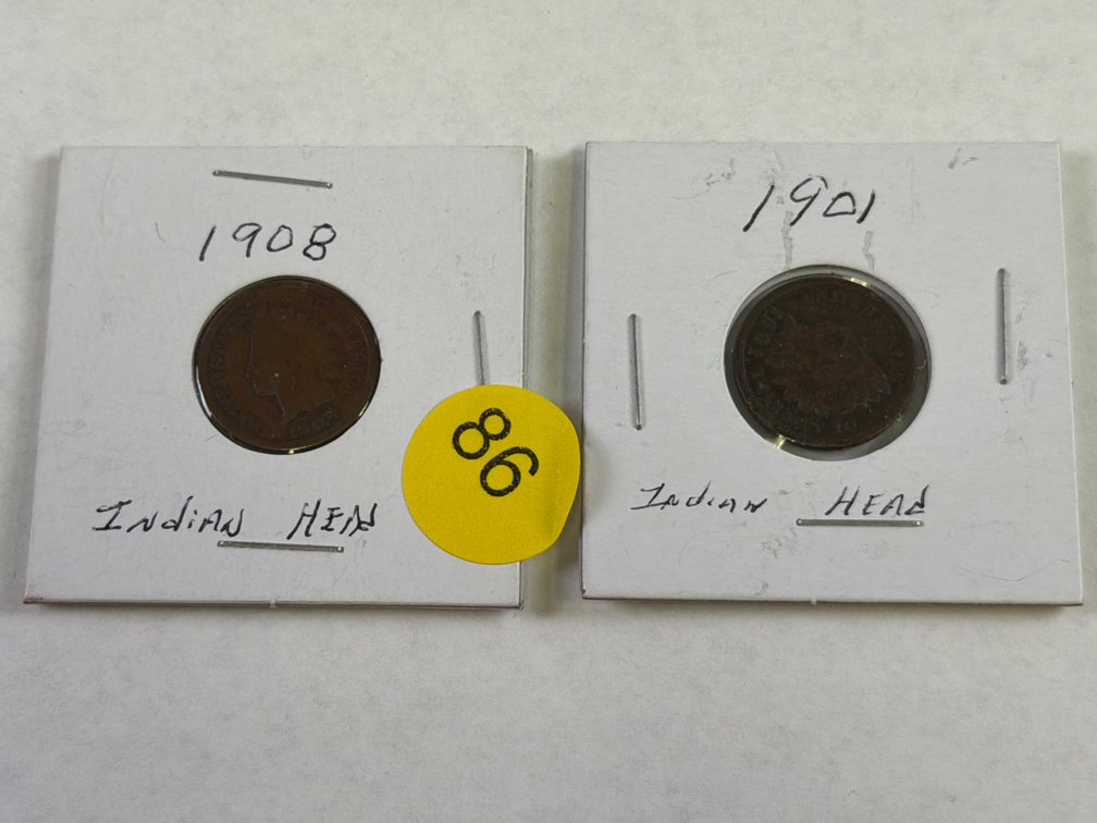 TWO INDIAN HEAD PENNIES