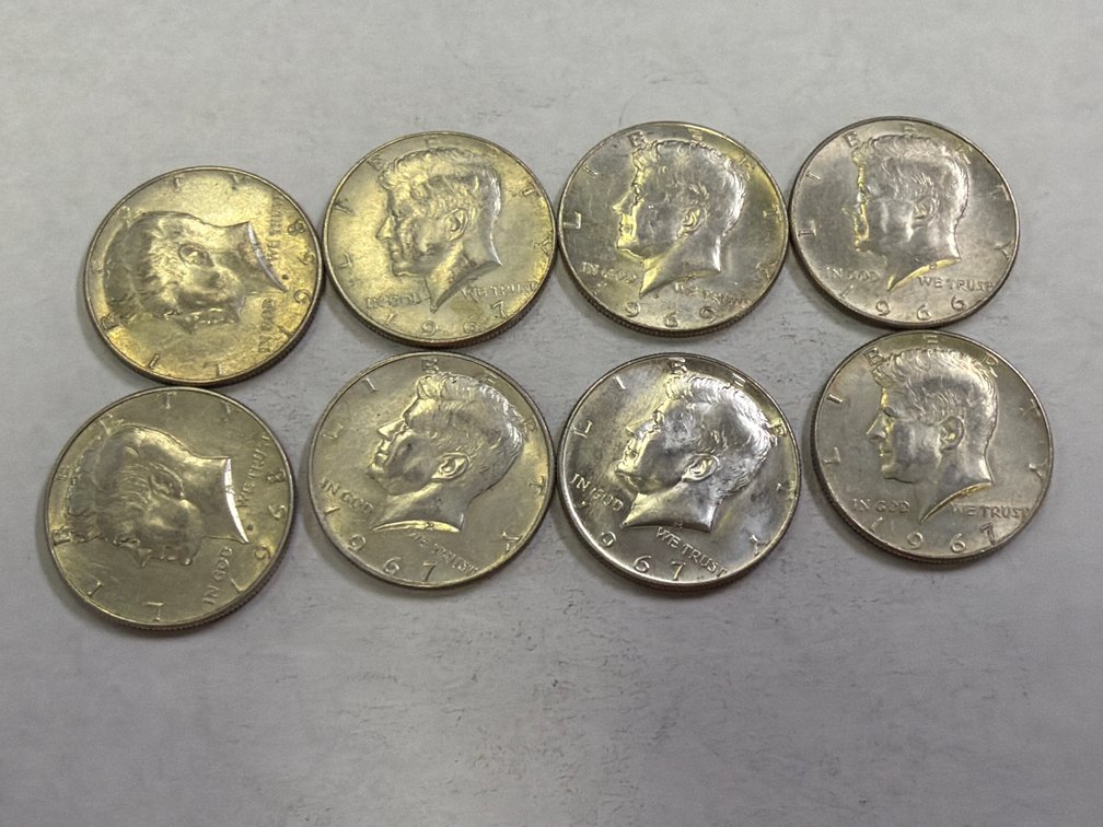 (8) KENNEDY 40% SILVER HALF DOLLARS