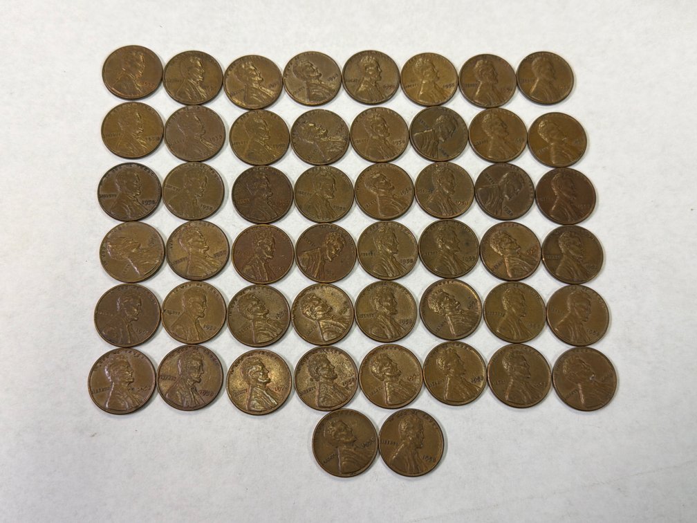 (50) 1948 WHEAT PENNIES