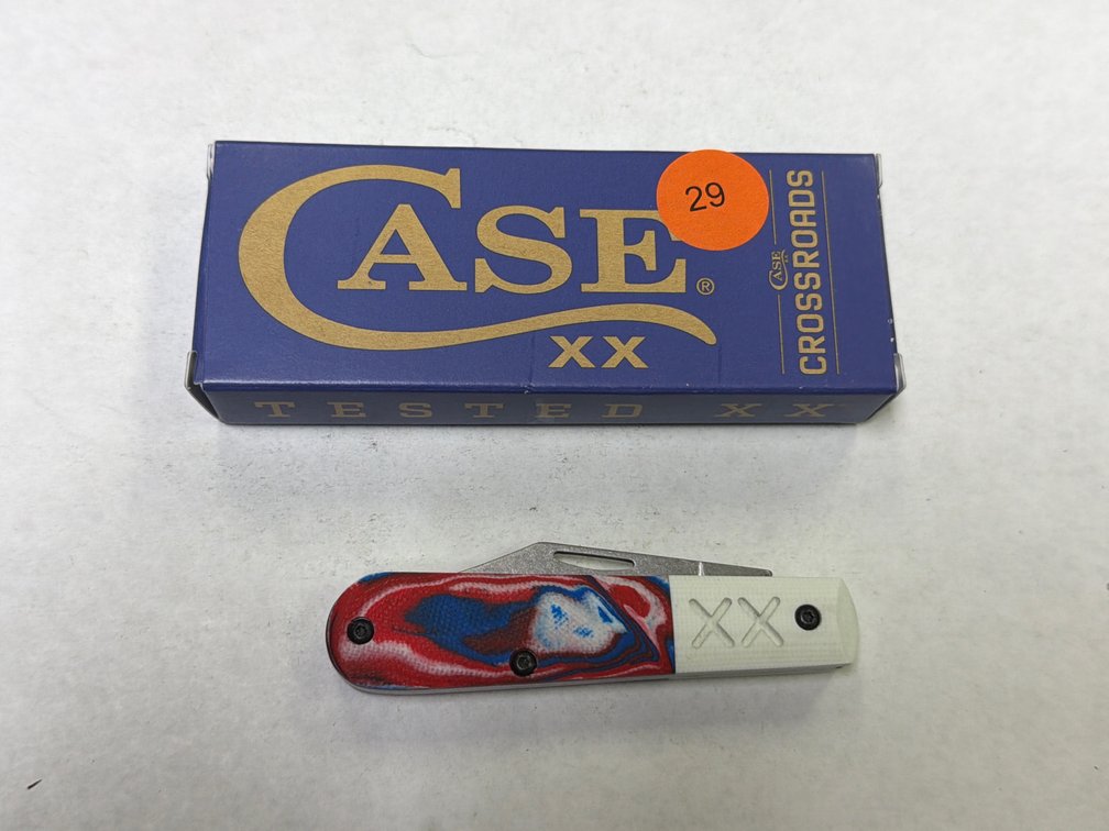 CASE XX RED/WHITE/BLUE BURL G-10 SMOOTH XR BARLOW KNIFE