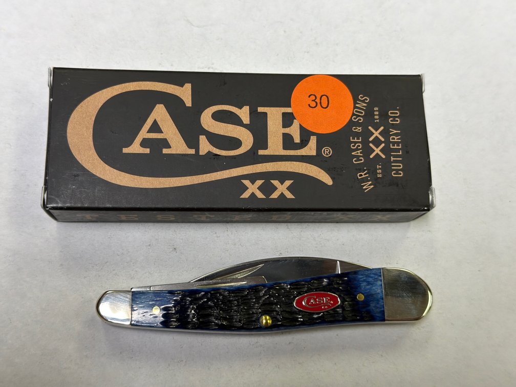 CASE XX NAVY BLUE BONE ROGERS JIG SEAHORSE WHITTLER KNIFE