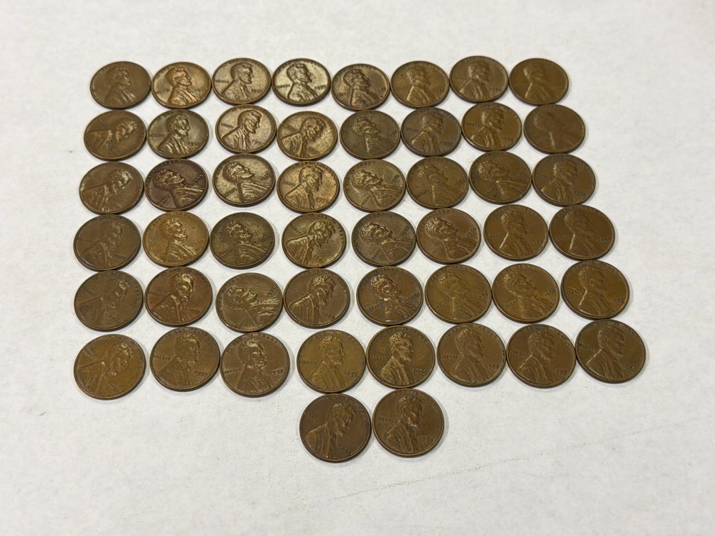 (50) 1955 WHEAT PENNIES