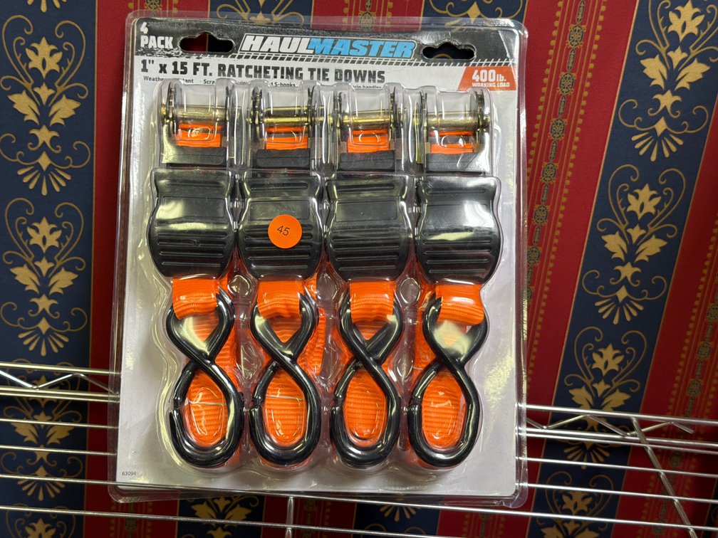 (4) 1”X15” FT RATCHETING TIE DOWN STRAPS